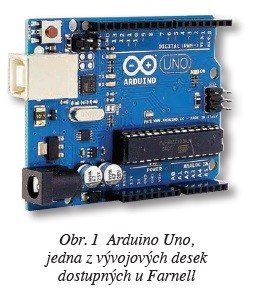 Obr. 1 Arduino Uno, jedna z vývojových desek dostupných u Farnell